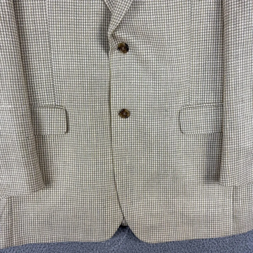 Jos A Bank Blazer Mens 42 Long Tan Tweed Check 100%‎ Silk Sport Coat Jacket Work